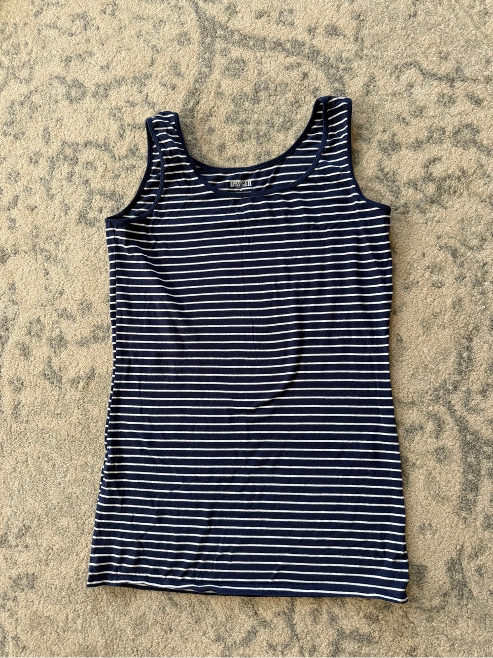 Duluth Trading Co No-Yank Tank Top Women’s Navy White Striped